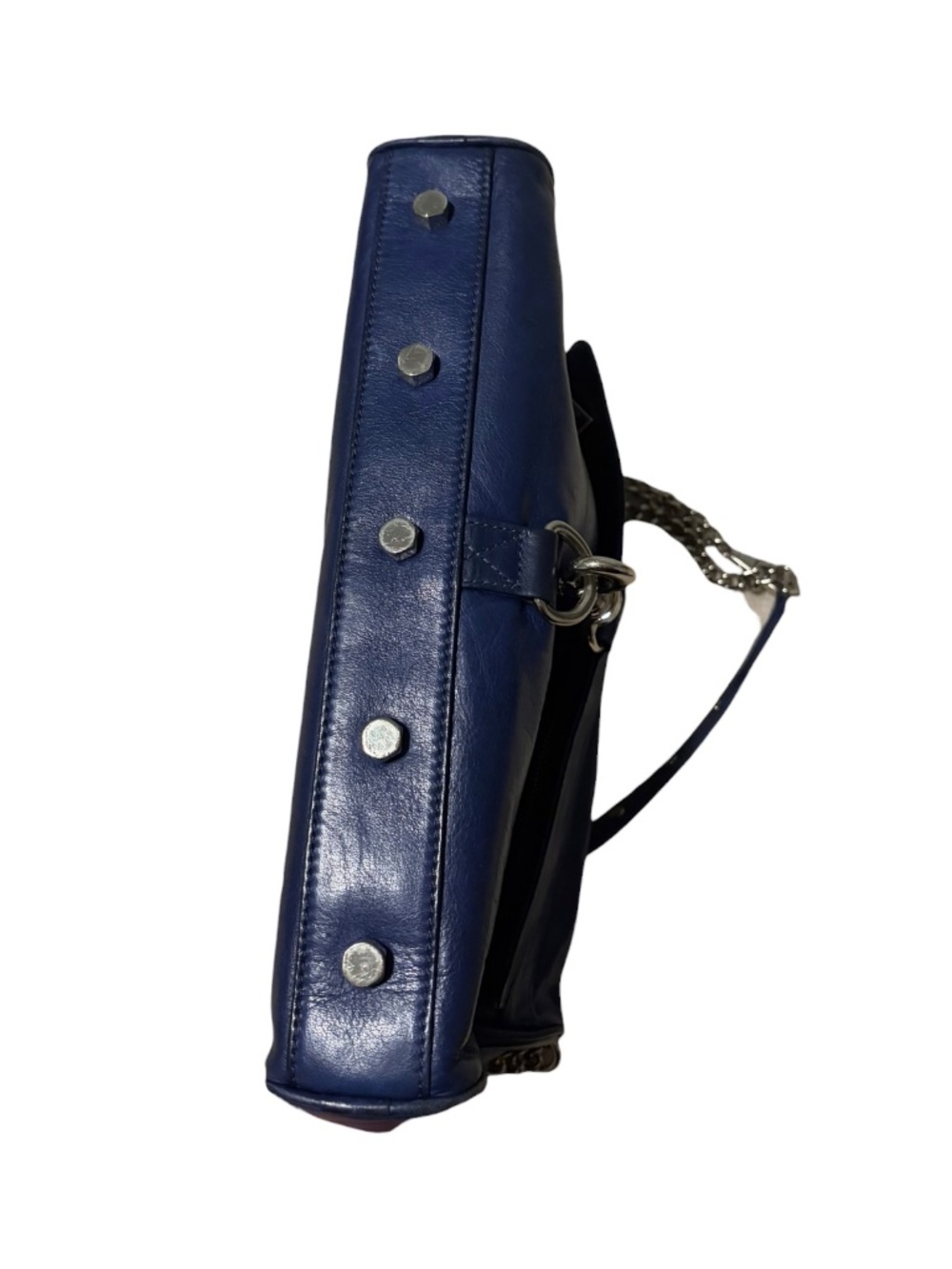 Rebecca Minkoff Dark Blue Leather MAC Crossbody Shoulder Bag Chain Strap - Picture 4 of 13